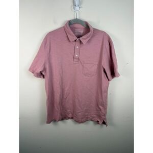 Faherty Sunwashed Polo Shirt Mens XL Pink Organic Cotton Short Sleeve
